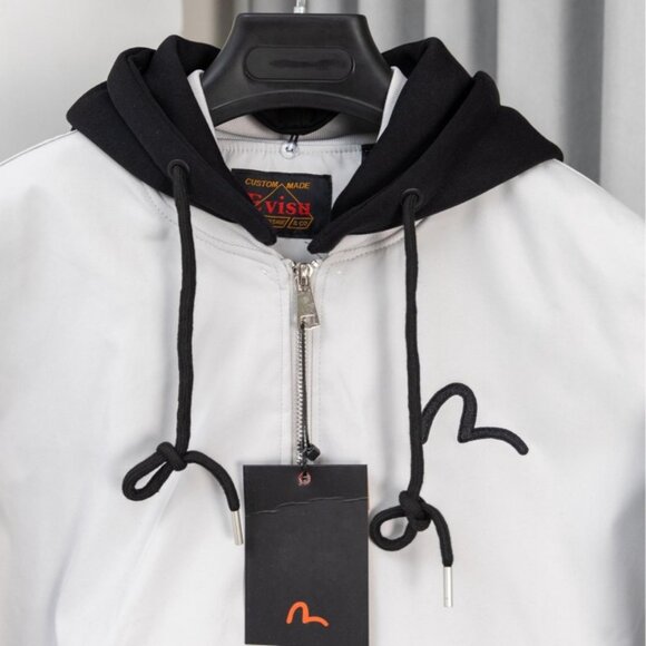 Evisu White Hooded Bomber Jacket - Picture 2 of 9